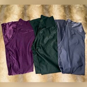 HI-SHINE LEGGINGS AÇAÍ, FOREST, & CARBON
